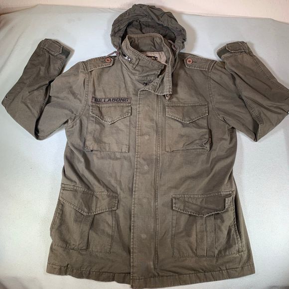 Billabong y2k vintage military zip up jacket hoodie pockets